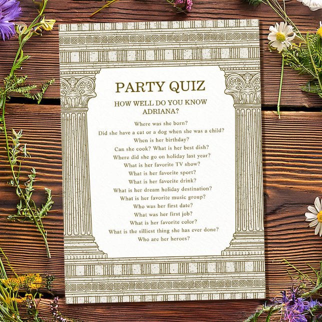 Carte de Quiz de Soirée Toga (Créateur téléchargé)