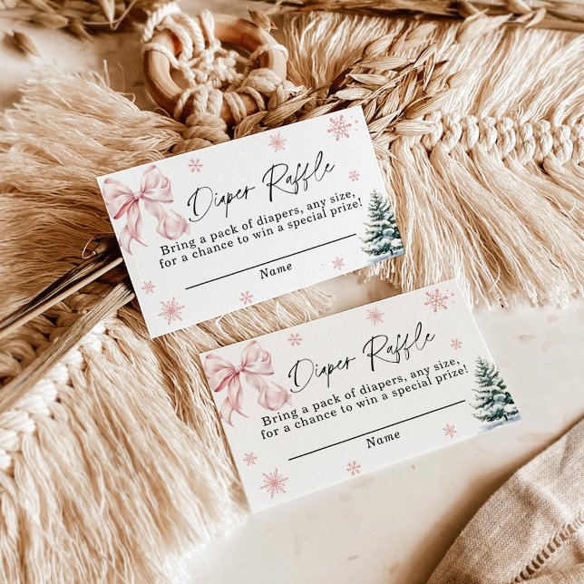 Carte de rabat à couches de neige rose, Bébé d'hiv (Créateur téléchargé)