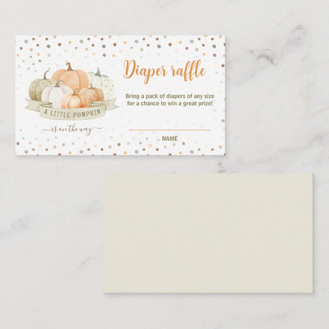 Carte de rabat citrouille Baby shower vert (Devant / Derrière)