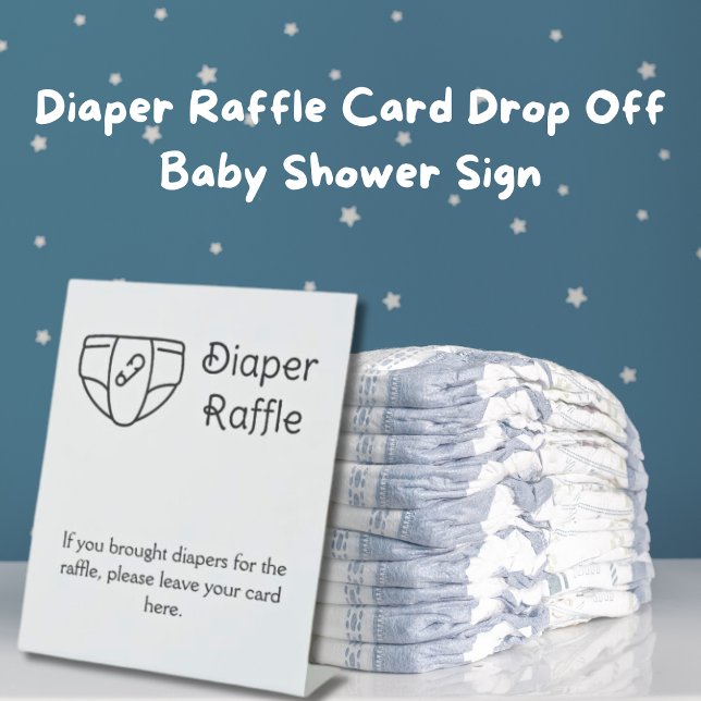 Carte de rabat Déposer le panneau Baby shower (Diaper Raffle Card Drop Off Baby Shower Pedestal Sign)