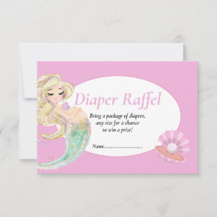 Carte de rabat Mermaid Pink Diaper pour Baby showe