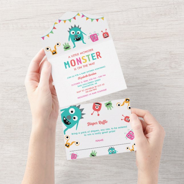 Carte de rabat Petit Baby shower Monster (Déchirure)