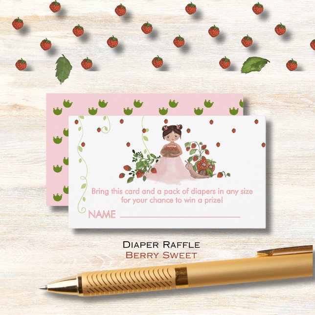 Carte de rabat pour Baby shower 'Berry Sweet' (Diaper Raffle Card for 'Berry Sweet' Baby Shower)