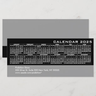 Carte de rack 2025 Calendrier pour entreprise Noir