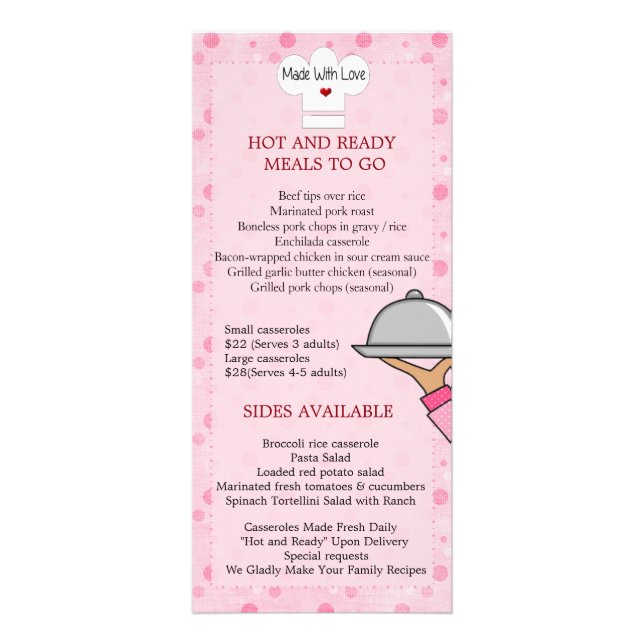 Carte de rack de repas cuits maison (Dos)