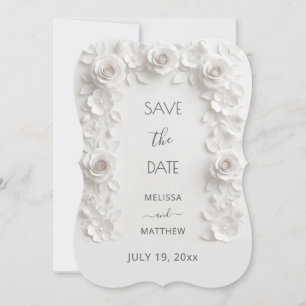 Carte de rappel 3D White Roses Save The Date