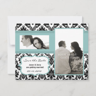 Carte de rappel 4x5 Black Damask Bleu