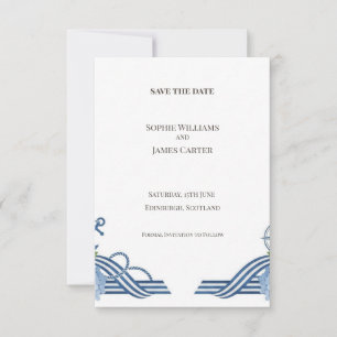 Carte de rappel Art Déco bleue pour mariage