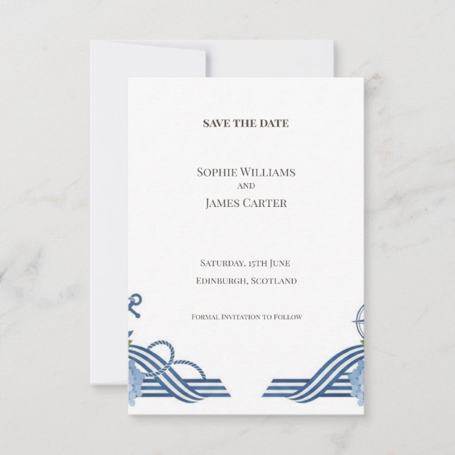 Carte de rappel Art Déco bleue pour mariage (Devant)