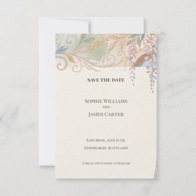Carte de rappel baroque florale pastel (Devant)