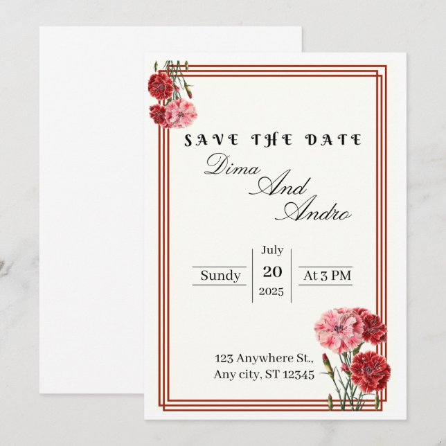 Carte de rappel de date à plat (Devant / Derrière)