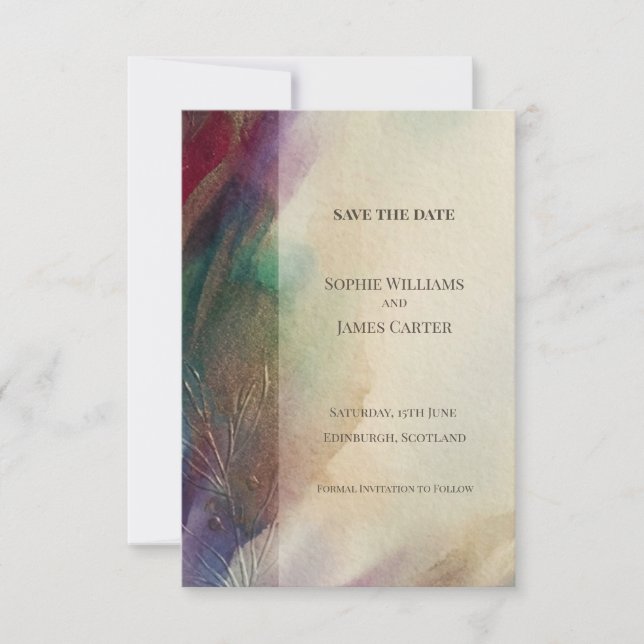 Carte de rappel de date abstraite aquarelle bijou (Devant)