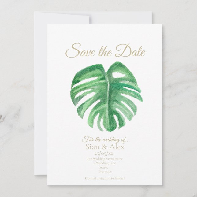 Carte de rappel de date avec feuille de plante de  (Devant)