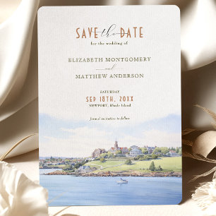 Carte de rappel de date côtière - Newport, Rhode I