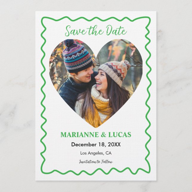 Carte de rappel de date de mariage à cadre ondulé  (Devant)
