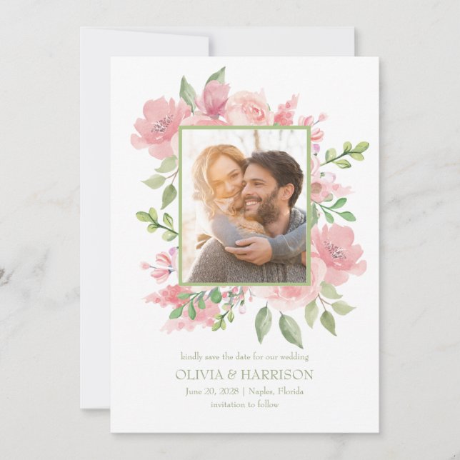 Carte de rappel de date de mariage à l'aquarelle a (Devant)