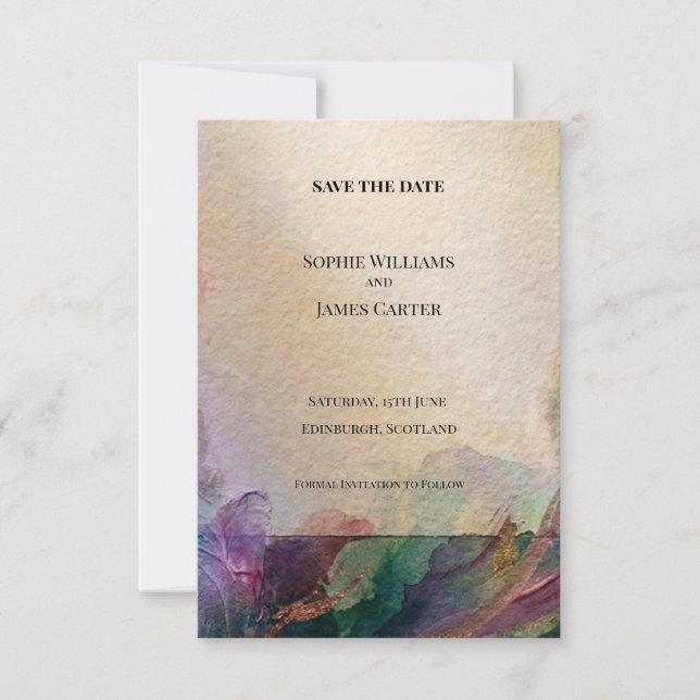 Carte de rappel de date de mariage à l'aquarelle t (Devant)