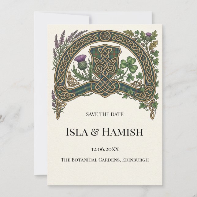 Carte de rappel de date de mariage à l'arch de cha (Devant)