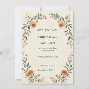 Carte de rappel de date de mariage à l'arche flora
