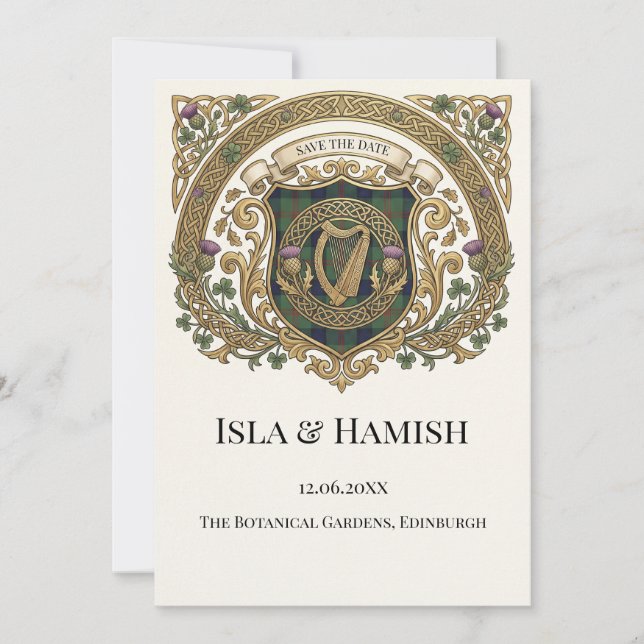 Carte de rappel de date de mariage à monogramme ce (Devant)