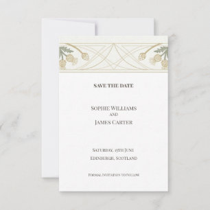 Carte de rappel de date de mariage à motif botaniq