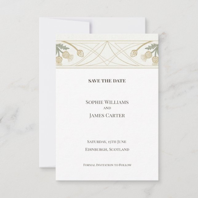 Carte de rappel de date de mariage à motif botaniq (Devant)