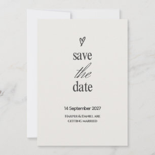 Carte de rappel de date de mariage à script cœur m