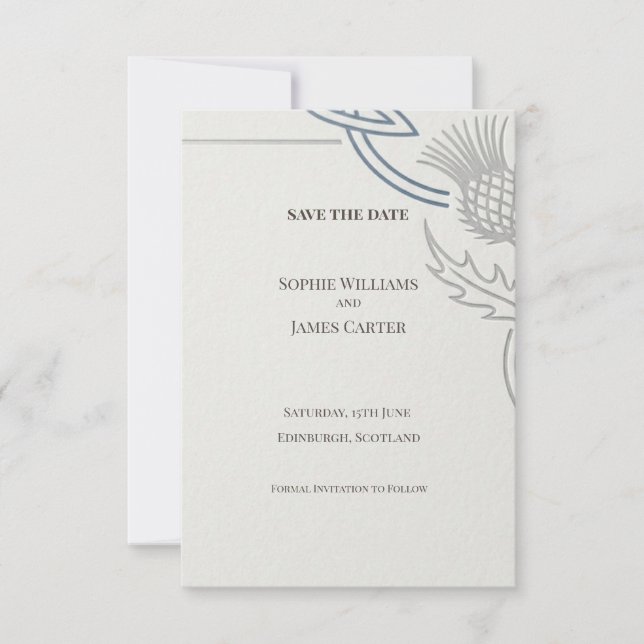 Carte de rappel de date de mariage au chardon celt (Devant)