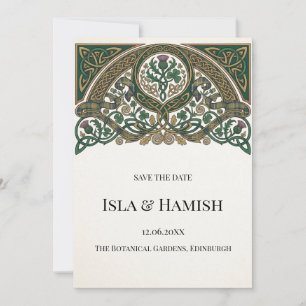 Carte de rappel de date de mariage au chardon celt
