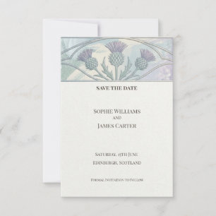 Carte de rappel de date de mariage au chardon past