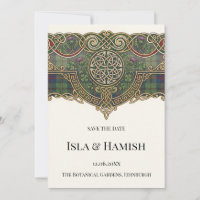 Carte de rappel de date de mariage au tartan celti