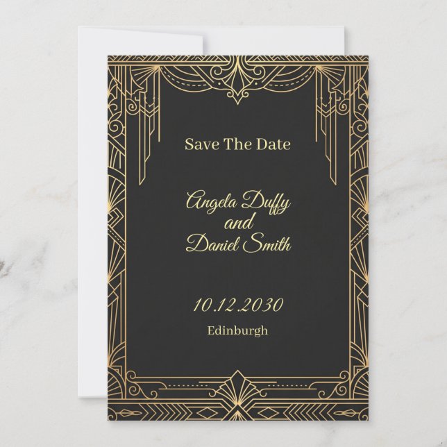 Carte de rappel de date de mariage aux fleurs sauv (Devant)