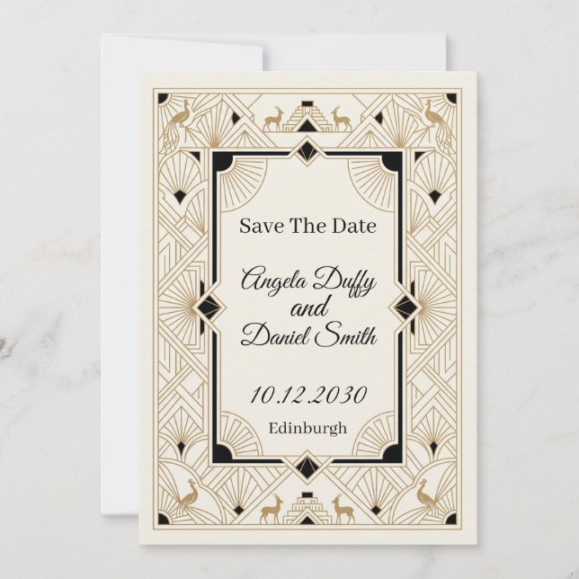 Carte de rappel de date de mariage aux fleurs sauv (Devant)