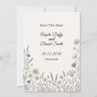 Carte de rappel de date de mariage aux fleurs sauv