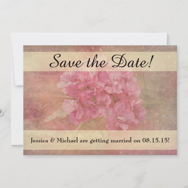 Carte de rappel de date de mariage avec bouquet de (Devant)