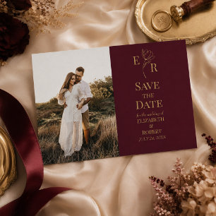 Carte de rappel de date de mariage avec monogramme