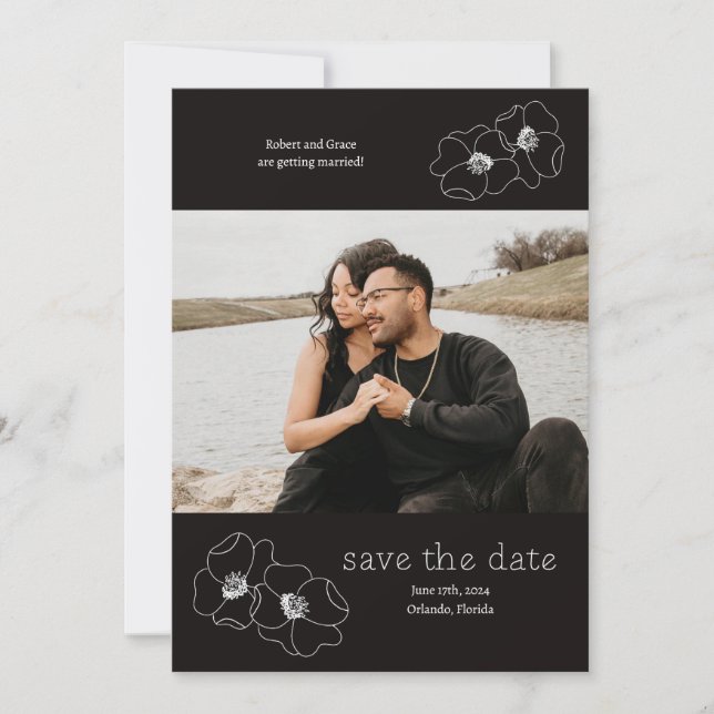 Carte de rappel de date de mariage avec photo de f (Devant)