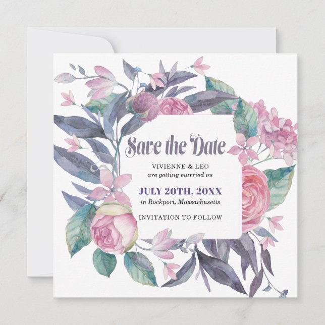 Carte de rappel de date de mariage avec photo flor (Devant)
