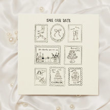 Carte de rappel de date de mariage avec timbre-pos