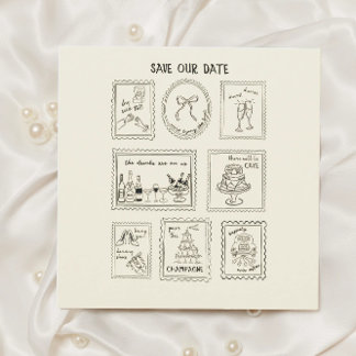 Carte de rappel de date de mariage avec timbre-pos
