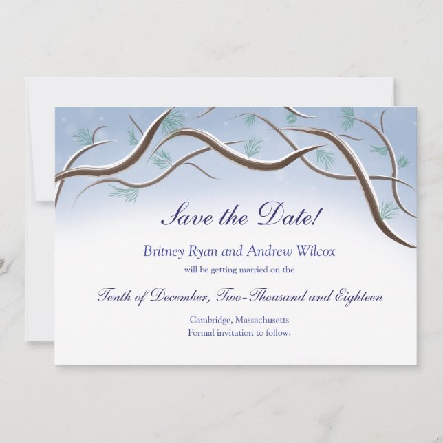 Carte de rappel de date de mariage Branches d'arbr (Devant)