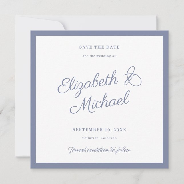 Carte de rappel de date de mariage carrée à bordur (Devant)
