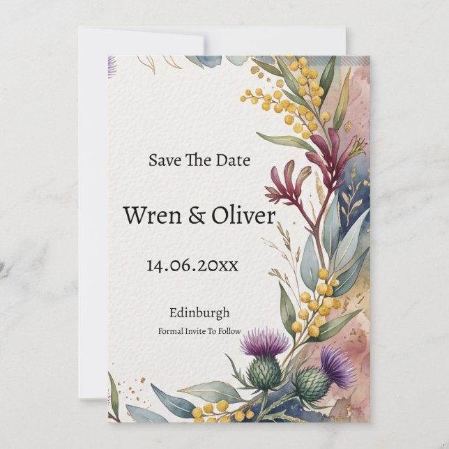 Carte de rappel de date de mariage Chardon Maple C (Devant)