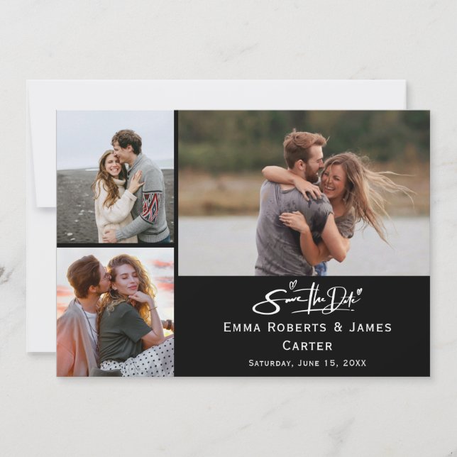 Carte de rappel de date de mariage en collage phot (Devant)