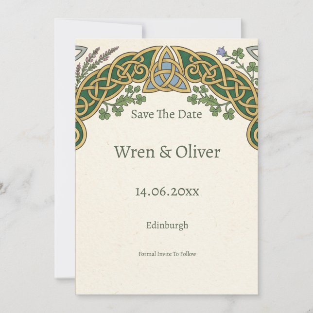 Carte de rappel de date de mariage en style celtiq (Devant)