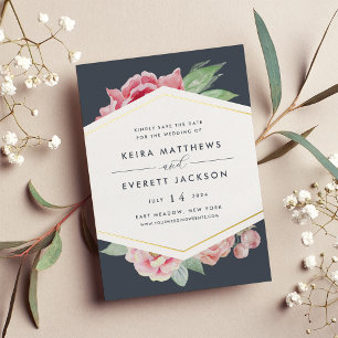 Carte de rappel de date de mariage florale à motif
