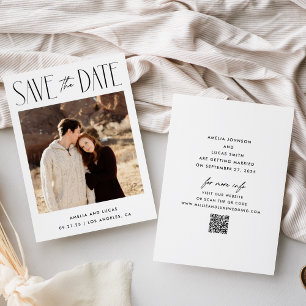 Carte de rappel de date de mariage moderne avec QR