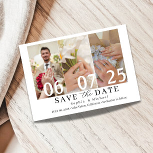 Carte de rappel de date de mariage moderne en coll