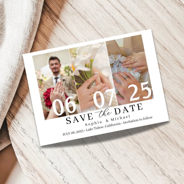 Carte de rappel de date de mariage moderne en coll (Créateur téléchargé)