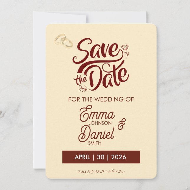 Carte de rappel de date de mariage Romance Classiq (Devant)